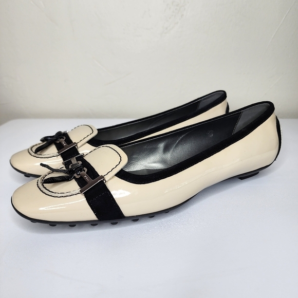 Tod's Shoes - Tod's Cream Patent Leather Ballet Flats Size 11